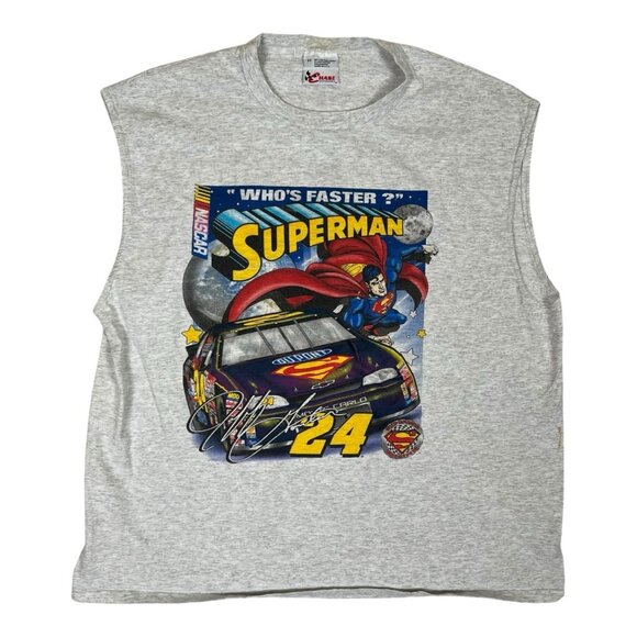Vintage Jeff Gordon Superman NASCAR Sleeveless T-Shirt Size 2XL USA Made 1999 - Picture 2 of 11
